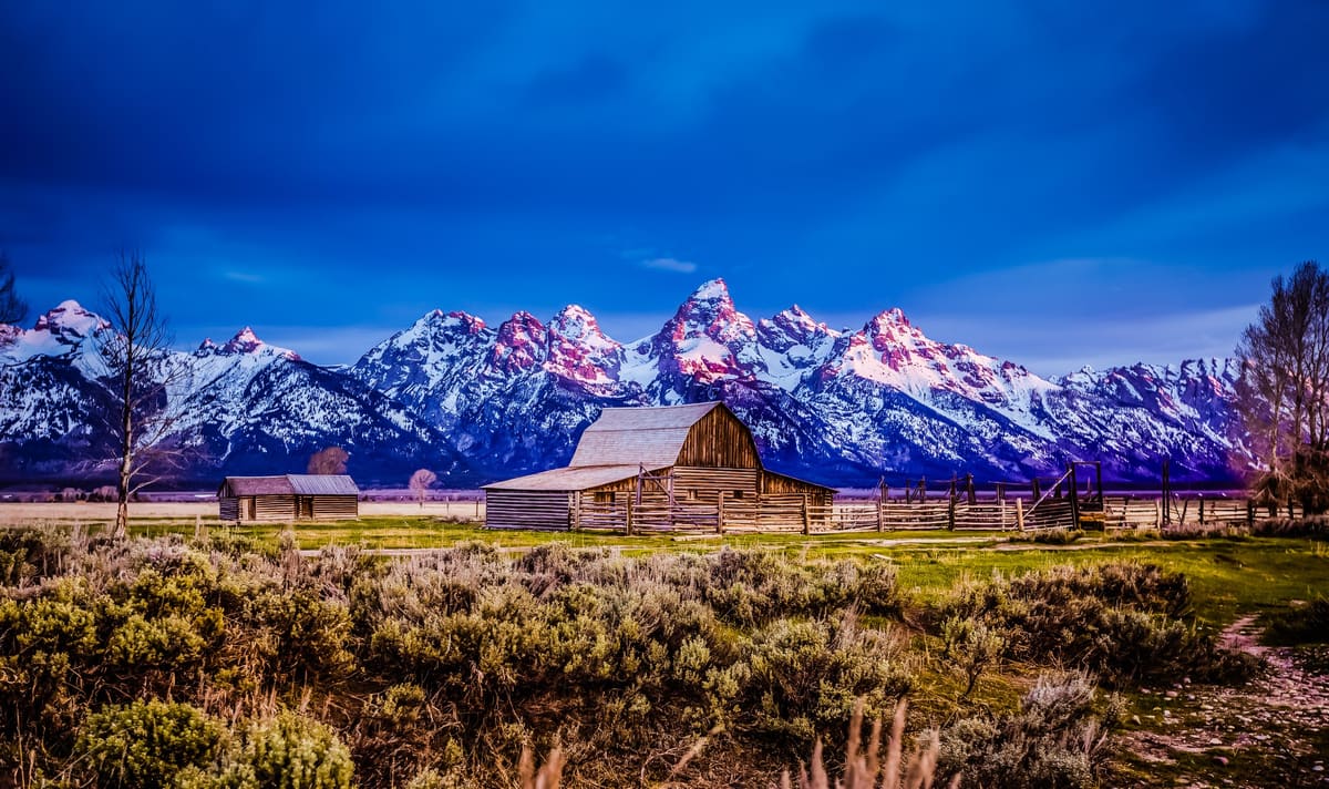 Tetons Barn Fall is in the air near the Tetons barn